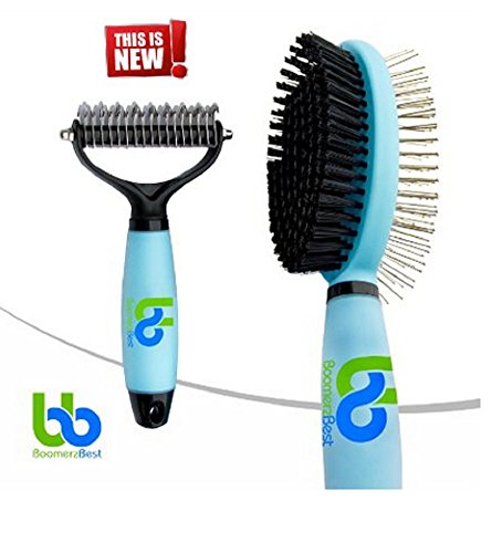 Boomerz Best Pet Grooming 2-pc Set Dematting Comb and Brush for Dogs Cats 2-sided Rake All Fur Types Boomerz Best Pet Grooming 2-pc Set Dematting Comb and Brush for Dogs Cats 2-sided Rake All Fur Types