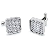 Stainless Steel White Carbon Fiber Cuff Links