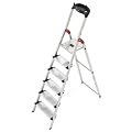 Hailo 8816-001 Alu-Sicherheits-Haushaltsleiter - 6 XXL-Stufen mit Multifunktionsschale