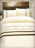 MONTANA CHOCOLATE KING DUVET COVER SET WITH PURE SILK STRIP AND EMBROIDERED WORK (HOME IS HEAVEN)