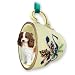 Cavailver King Brown / White Charles Spaniel Dog Teacup Green Holiday Ornament