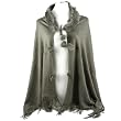 Winter Real Fur Tie Shawl Wrap Stole Poncho Cape Gray