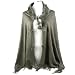 Winter Real Fur Tie Shawl Wrap Stole Poncho Cape Gray