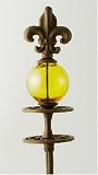 Outdoor Living : Cast Iron Fleur De Lis Garden Hose Guide with Yellow Gazing Globe