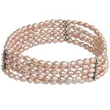 Sterling Silver Classic 5 Strand Cultured Pearl Bracelet, Lavender
