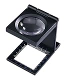 6x Metal Frame, Glass Lens Folding Linen Tester Magnifier