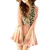 Allegra K Woman Scoop Neck Korean Style Belted One-piece Dress Pink S