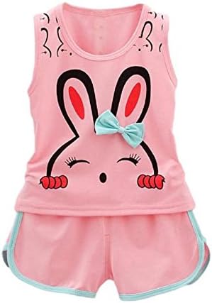 Kid Baby Kikisale Girl Outfit Clothes Bowknot Printed Shirt Tops+Pants Shorts 1Set (3T, Pink)