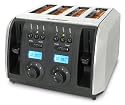 Designer Edelstahl 4-Scheiben-Toaster von SchaubLorenz TO2000 Edelstahl Vierschlitz - Toaster mit LCD Display * Bagle - Funktion * 4 Scheiben Toaster