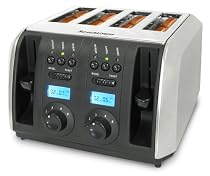 Designer Edelstahl 4-Scheiben-Toaster von SchaubLorenz TO2000 Edelstahl Vierschlitz - Toaster mit LCD Display * Bagle - Funktion * 4 Scheiben Toaster