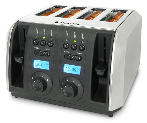 SchaubLorenz TO2000 - Design 4 Slice Toaster (Stainless Steel) Digital Countdown timer with LCD display - 1500watts