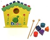 from Wooden activity toys Toddler Motor activity toy with shape sorter and Xylophone style roof
