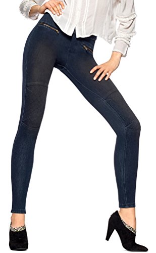 Hue Original Denim Moto Leggings (Medium, Black)