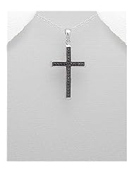 Cross CZ Pendant Necklace In 92.5 Sterling Silver