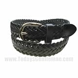 Men's Black Braided Leather Casual Belt