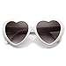 Large Oversized Womens Heart Shaped Sunglasses Cute Love Fashion Eyewear (White Smoke)