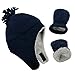 Zando Baby Boy Sherpa Lined Warm Fleece Pilot Hat Infant Toddler Winter Hat Mitten Set Navy S (2-12 Month)
