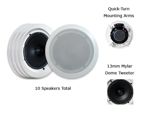 Visonik VR652-10PKG (10) 150 Watt 6.5 In-Wall/Ceiling Home Speakers