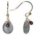 14K Gold Over Silver Cluster Drop Earring - Labordorite/Garnet