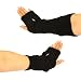Knit Arm Warmer Fingerless Bow Crystals Gloves Black