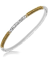18K Yellow Gold and Sterling Silver Bangle with Yellow Sapphires