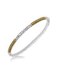 18K Yellow Gold and Sterling Silver Bangle with Yellow Sapphires