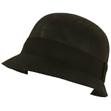 Linen Cloche Bucket Bell Shape Summer Beach Hat Black