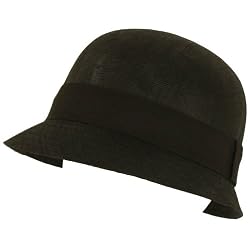 Linen Cloche Bucket Bell Shape Summer Beach Hat Black