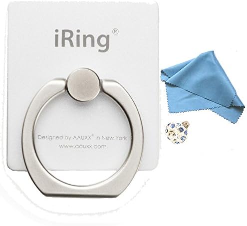 iRing Bundle (Pearl White) - Universal Masstige Ring Grip/Stand Holder for any Smart Device - Free Dust Plug &amp; Microfiber Cleaning Cloth Included
