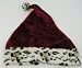 Sexy Plush Santa Hat with Animal Print Trim - Brown/Black Leopard Spots on White Faux Fur