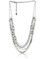 Sorrelli "Running Water" Crystal and Chain Layered Silver-Tone Necklace