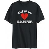 T-Shirt Mens Black  HALF OF MY heart is in British Virgin Island  Countries