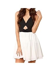 Sexy V-neck Off the Shoulder  Open-Back Pleated Cutout Lace Keyhole Chiffon/Polyester Short Flared-Skirt Skater Dress/Club Dress/Party Dress  With a Bow(s)