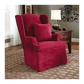  Microsuede Wing Chair Cover - Chocolate - Improvements