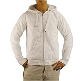 Mens Hurley Iconic white zip up fleece hoodie jacket. Very high quality skate surf brand name full front zip outerwear with side entry pockets, logo embroidery on the front and sleeves. Great authentic winter jacket to wear with various styles.
