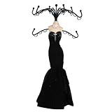 Black Formal Dress Jewelry Stand Wearing Pearl Necklace 14.5H