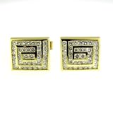 4.05 ct Yellow Gold Diamond Cufflinks 14 kt