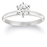 14k White or Yellow Gold Round Diamond Solitaire Engagement Ring (3/4 ct, H-I Color, SI2-I1 Clarity)