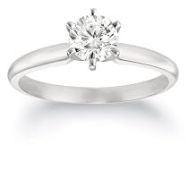 14k Choice of White or Yellow Gold Round Diamond Solitaire Engagement Ring (3/4 ct, H-I Color, SI2-I1 Clarity)