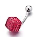 Pugster July Birthstone Red Square Belly Button Ring Navel Piercing Body Jewelry
