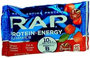 RAP Protein Energy Gummies Cherry Flavor 1.27 Oz 36g Each ( 5 Pcs )