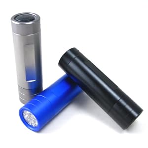 Neiko Super-Bright 9-LED Heavy-Duty Compact Aluminum Flashlight, 3-Pack, Gunmetal, Jet-Black, Blue by 