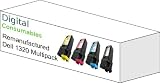 Dell 4 Remanufactured Toner Cartridges Rainbow Pack High Capacity 2000 Page Yield Compatible With Printers Dell 1320, 1320C, 1320 C, 1320CN, 1320 CN Colour Printers Best Replacement For 593-10258, 593-10259, 593-10261, 593-10260, Black, Cyan, Magenta, Yellow Cartridge