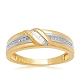 18k Gold Plated Sterling Silver Mens Diamond Ring (1/10 cttw, I-J Color, I3 Clarity)