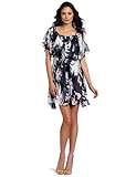 Vince Camuto Women's Abstract Leaf Tie Waist Dress, Blue Night, 6