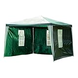 Pavillon 3 x 3m, PE-Plane, Partyzelt grün + 4 Seitenteile
