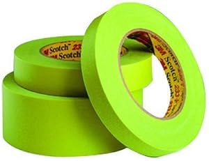 3M Scotch 233+ Crepe Paper Automotive Refinish Performance Masking Tape, 250 degree F Performance Temperature, 25 lbs/in Tensile Strength, 60.15 yds Length x 1/2" Width, Green