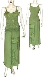Skirt Top Set Rayon Embroidery Womens Casual Sundresses Size S (skts045)