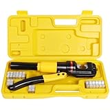 TMS&reg; 10 Ton Hydraulic Wire Battery Cable Lug Terminal Crimper Crimping Tool 9 Dies