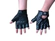 Full Leather Training Gloves Weight Lifting Cycling Cut Finger Black L/XL